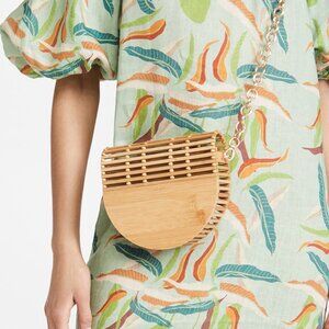 CULT GAIA Ark Cutout Bamboo Flap Crossbody Bag